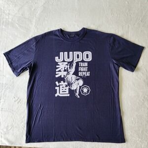 Matsuru Judo Shirt Mens 2XL Train Fight Repeat Martial Arts Graphic Navy XXL Tee